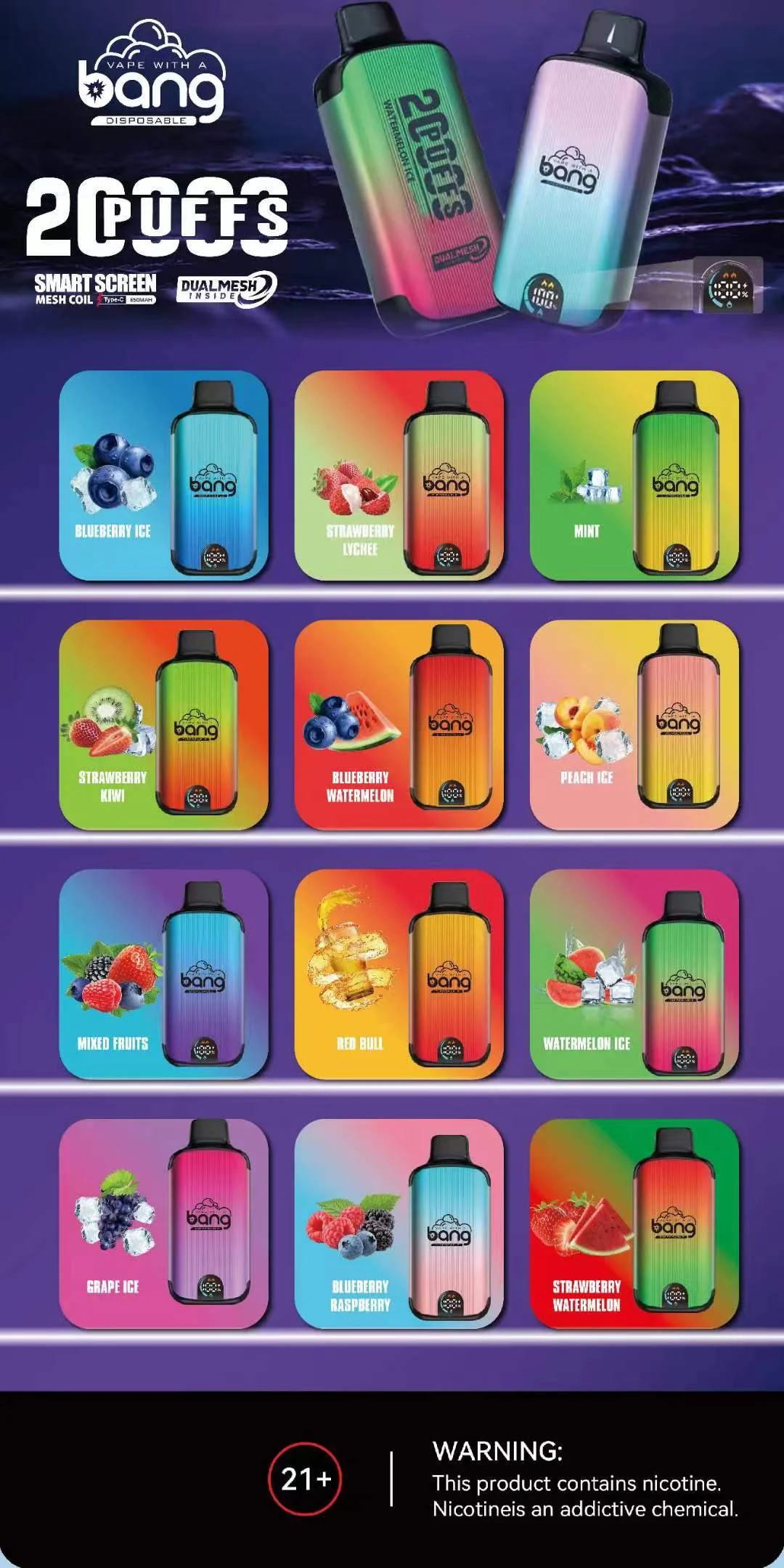 Solaris Champagne Vape 30000 30K puffs, 2% Nicotine 10 Flavors yohongvape