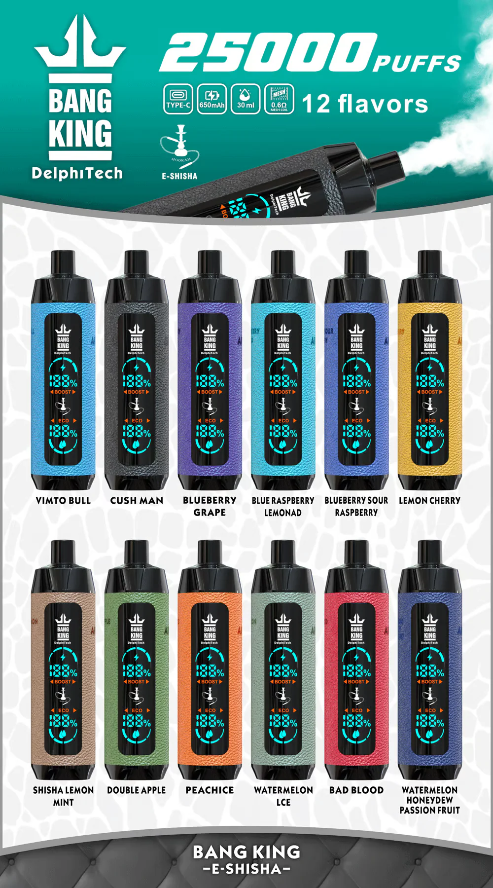 Solaris Champagne Vape 30000 30K puffs, 2% Nicotine 10 Flavors yohongvape