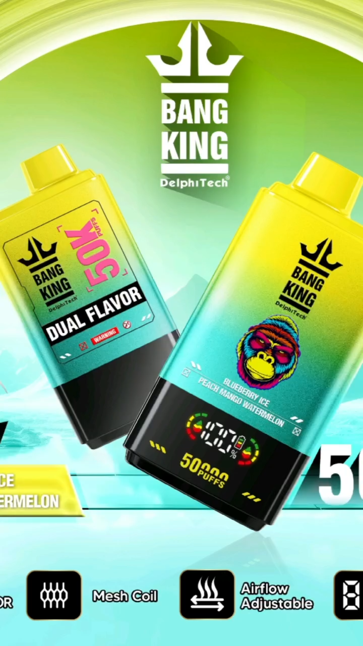 Bang King 50000 Puffs Disposable Vape with Double Flavors, 12 Kinds of Fruits Flavors, E-liquid 50ml, Battery 850 mah