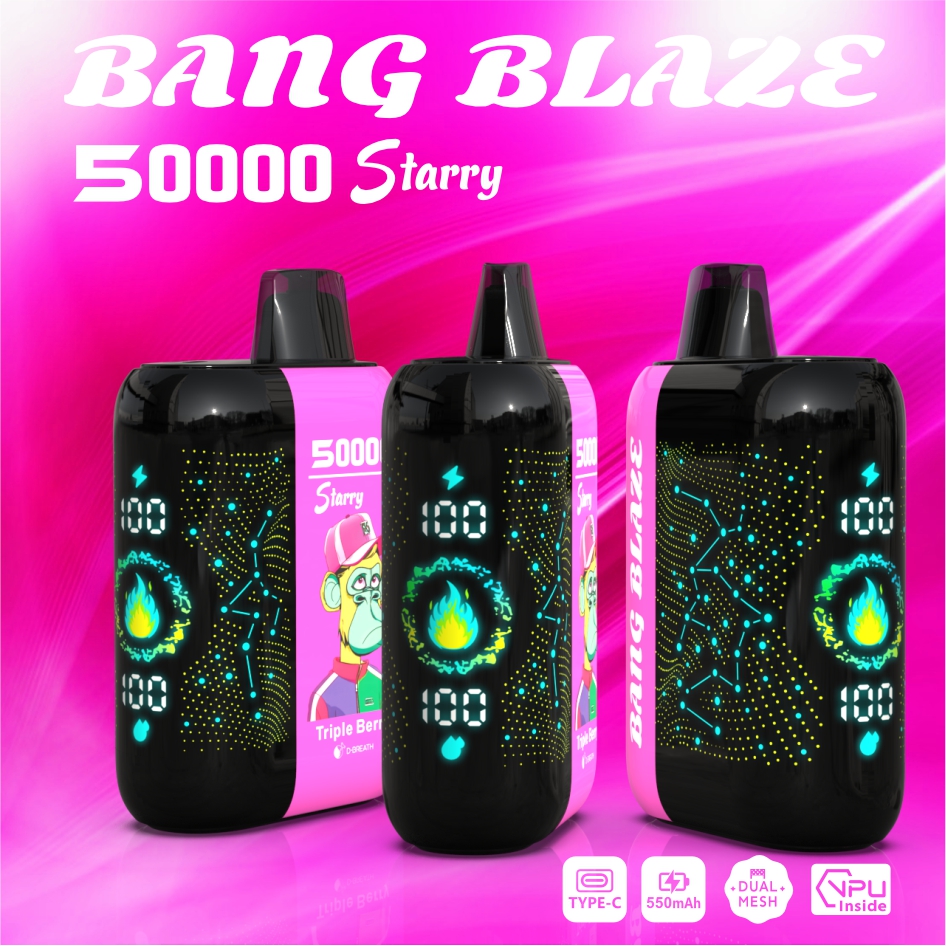 Bang Blzae Starry 50000 Puffs, 12 Kinds of Fruits Flavors, E-liquid 45ml, Battery 550 mah, Nicotine 0% 2%, 3%, or 5%