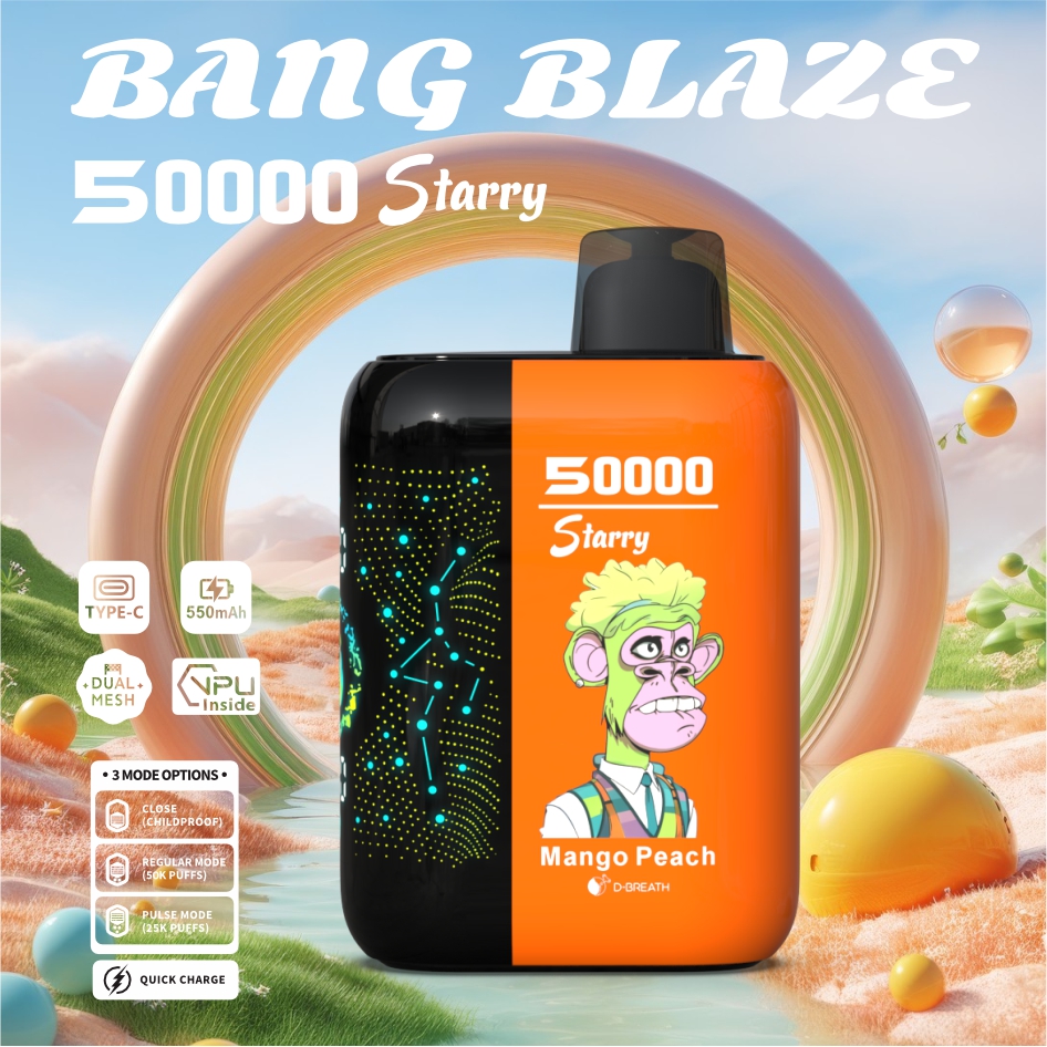 Bang Blzae Starry 50000 Puffs, 12 Kinds of Fruits Flavors, E-liquid 45ml, Battery 550 mah, Nicotine 0% 2%, 3%, or 5%