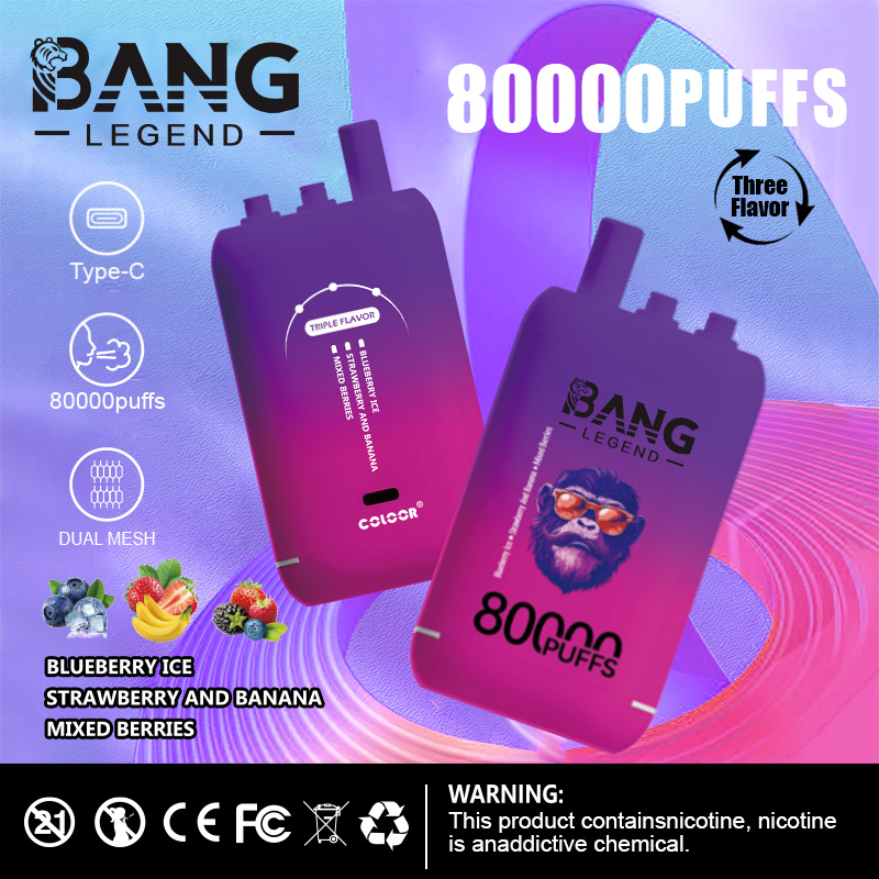 Bang Legend 80000 80K Puffs, 3 in 1 Flavor Dispoable Vape, 78ml E-liquid, 850mah Battery, 12 Kinds of Flavor