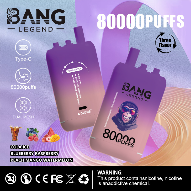 Bang Legend 80000 80K Puffs, 3 in 1 Flavor Dispoable Vape, 78ml E-liquid, 850mah Battery, 12 Kinds of Flavor