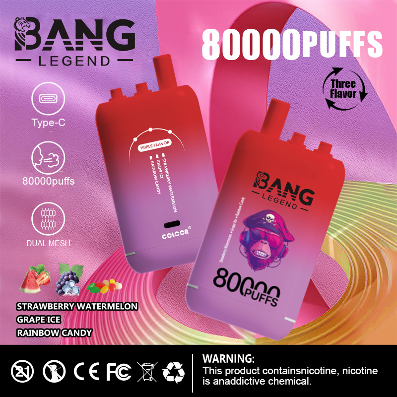Bang Legend 80000 80K Puffs, 3 in 1 Flavor Dispoable Vape, 78ml E-liquid, 850mah Battery, 12 Kinds of Flavor