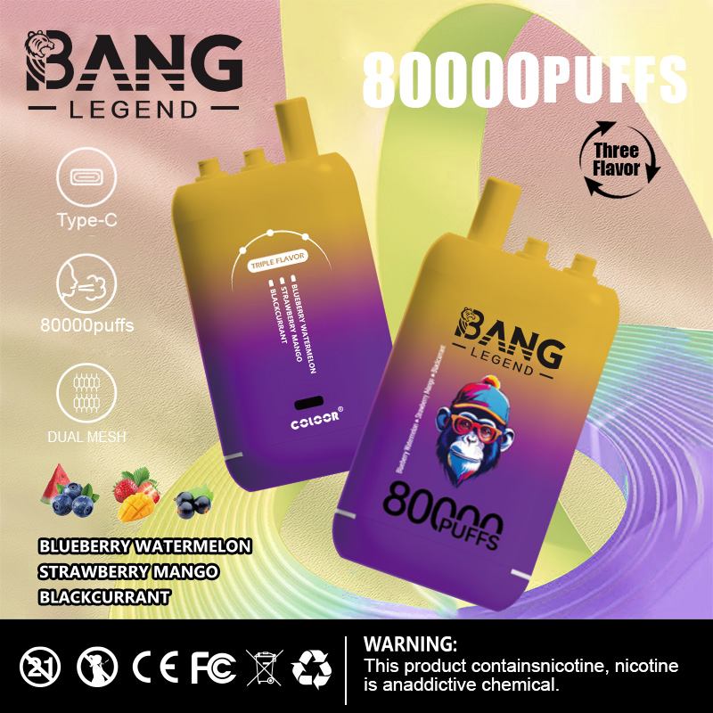 Bang Legend 80000 80K Puffs, 3 in 1 Flavor Dispoable Vape, 78ml E-liquid, 850mah Battery, 12 Kinds of Flavor