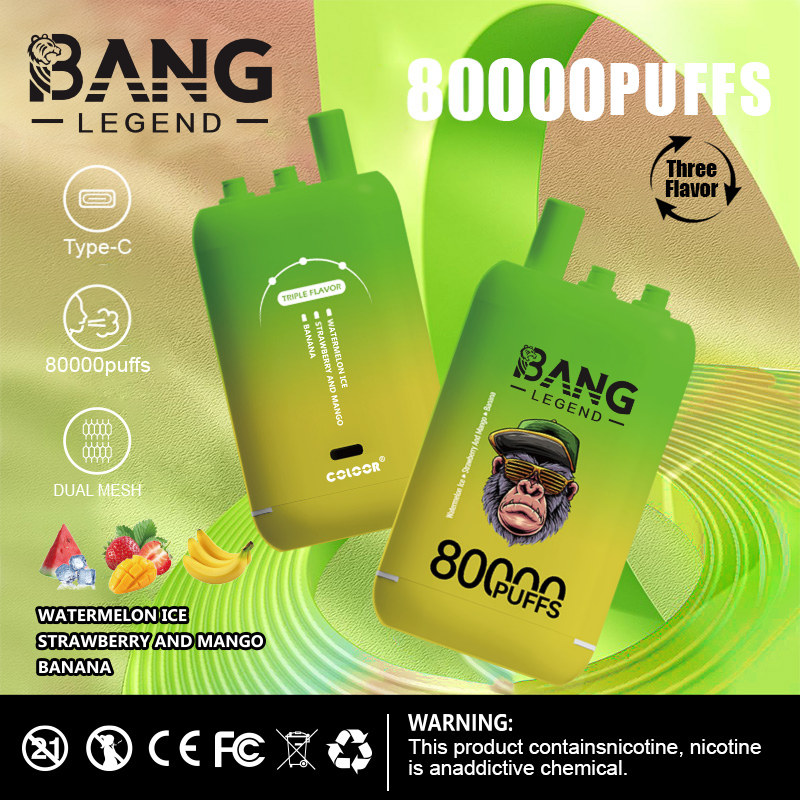 Bang Legend 80000 80K Puffs, 3 in 1 Flavor Dispoable Vape, 78ml E-liquid, 850mah Battery, 12 Kinds of Flavor