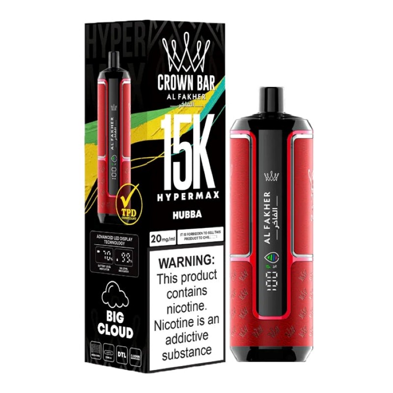 AL Fakher Crown Bar Hypermax 15000 Puff Disposable Vape, 45 kinds of Flavors, 2% Nicotine