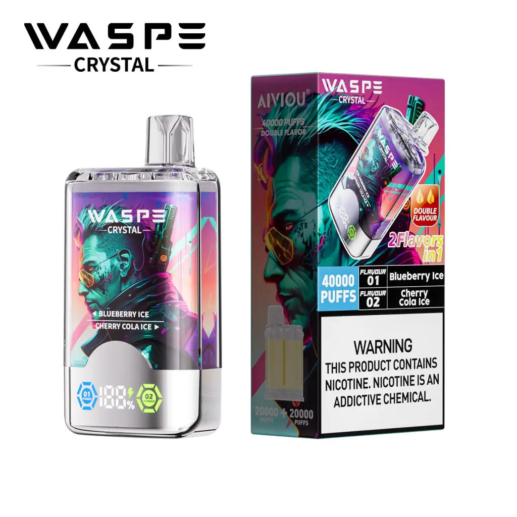 WASPE AIVIOU Crystal 40000 40K PUFFS, Disposable Vape, The Ultimate 2-in-1, Liquid 32ml, Nicotine 0%, 2%, or 5%
